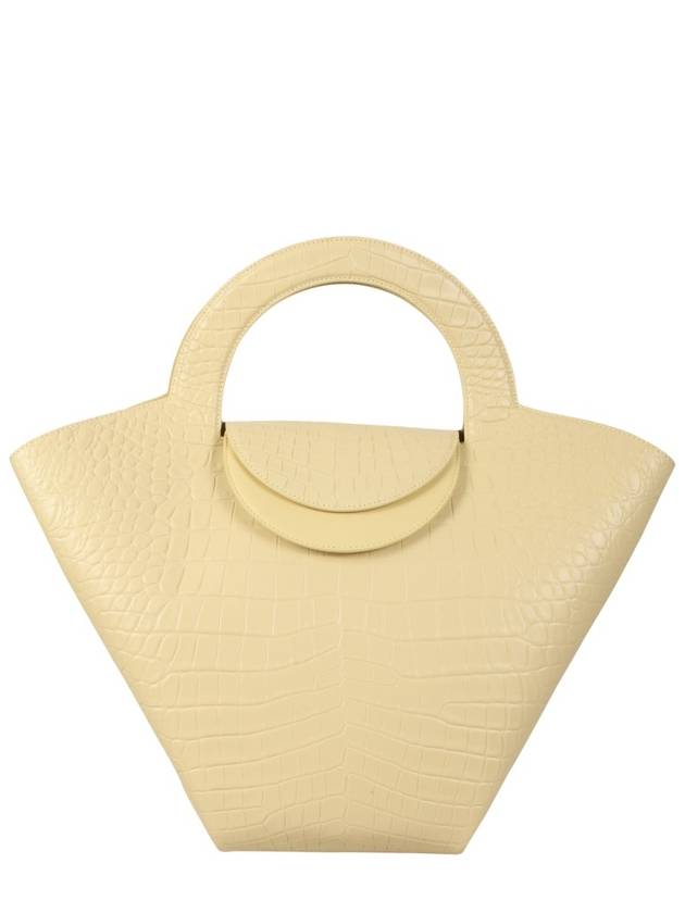 Bottega Veneta Stone Crocodile Embossed Basket Tote Bag Sand
