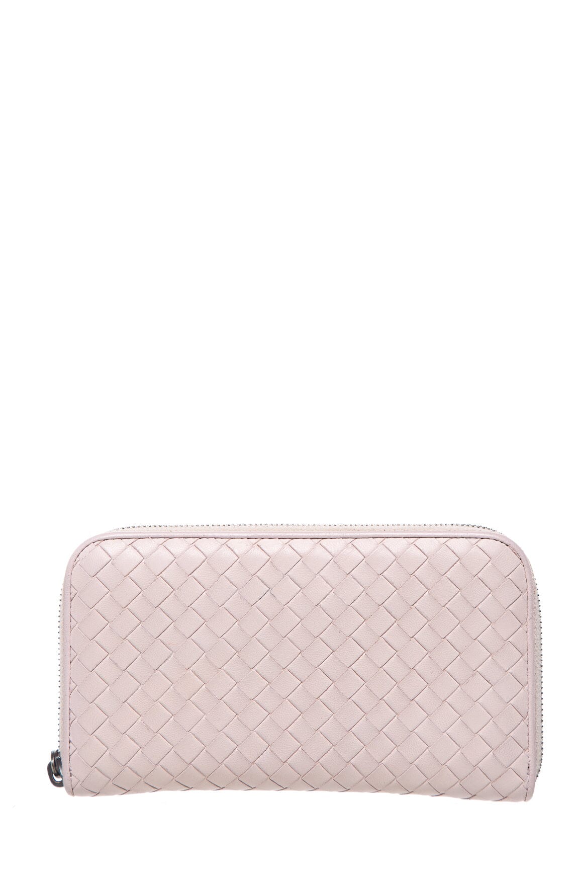 Bottega Veneta Pink Leather Intrecciato Zip Wallet