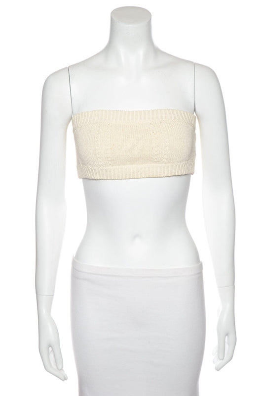 Chanel Beige Knit Ecru 2022 Summer Tube Top SZ 40