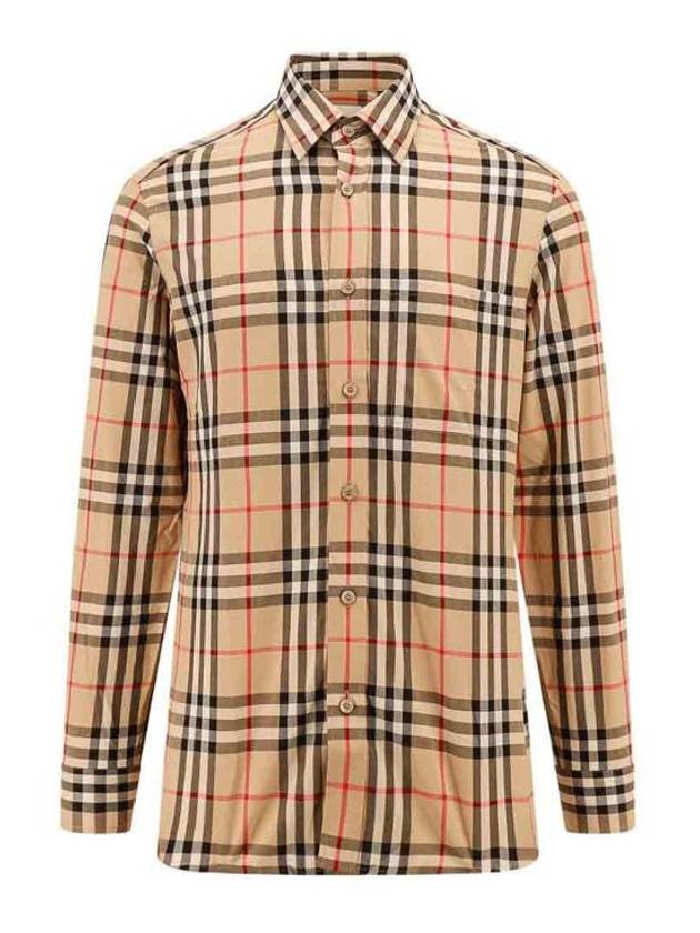 Burberry Check Cotton Long Sleeve Shirt Beige
