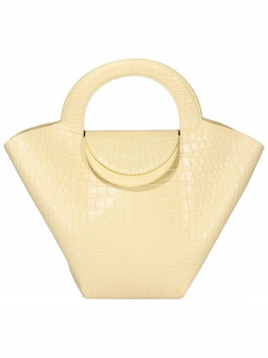 Bottega Veneta Stone Crocodile Embossed Basket Tote Bag Sand