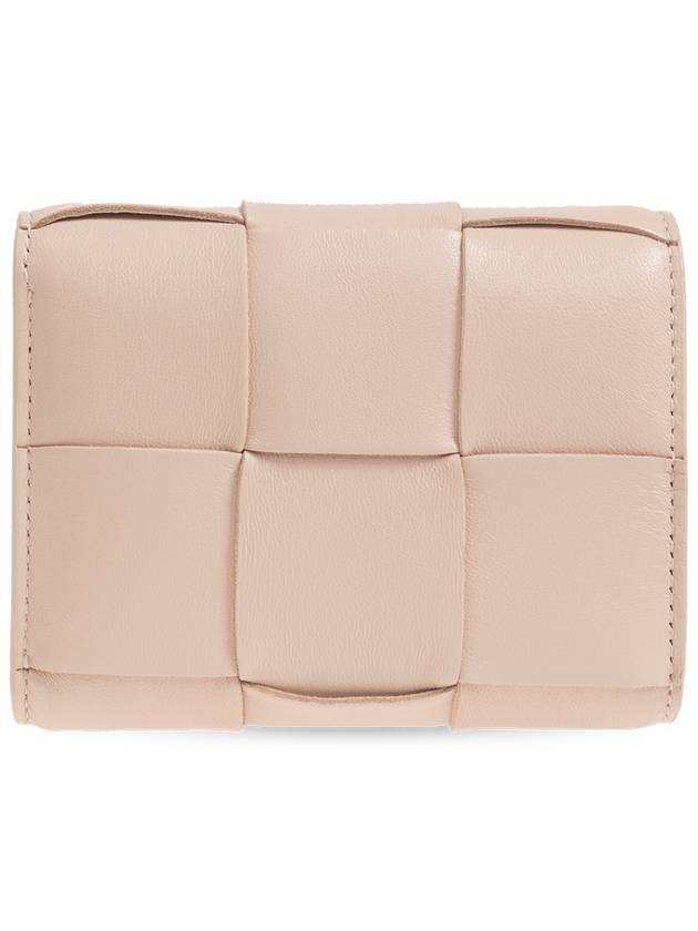 Bottega Veneta Cassette Tri-Fold Zipper Half Wallet Pink
