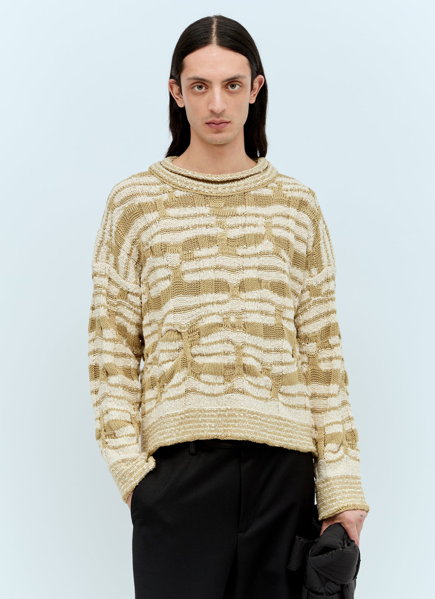 Bottega Veneta Men Distorted Stripe Knit Sweater