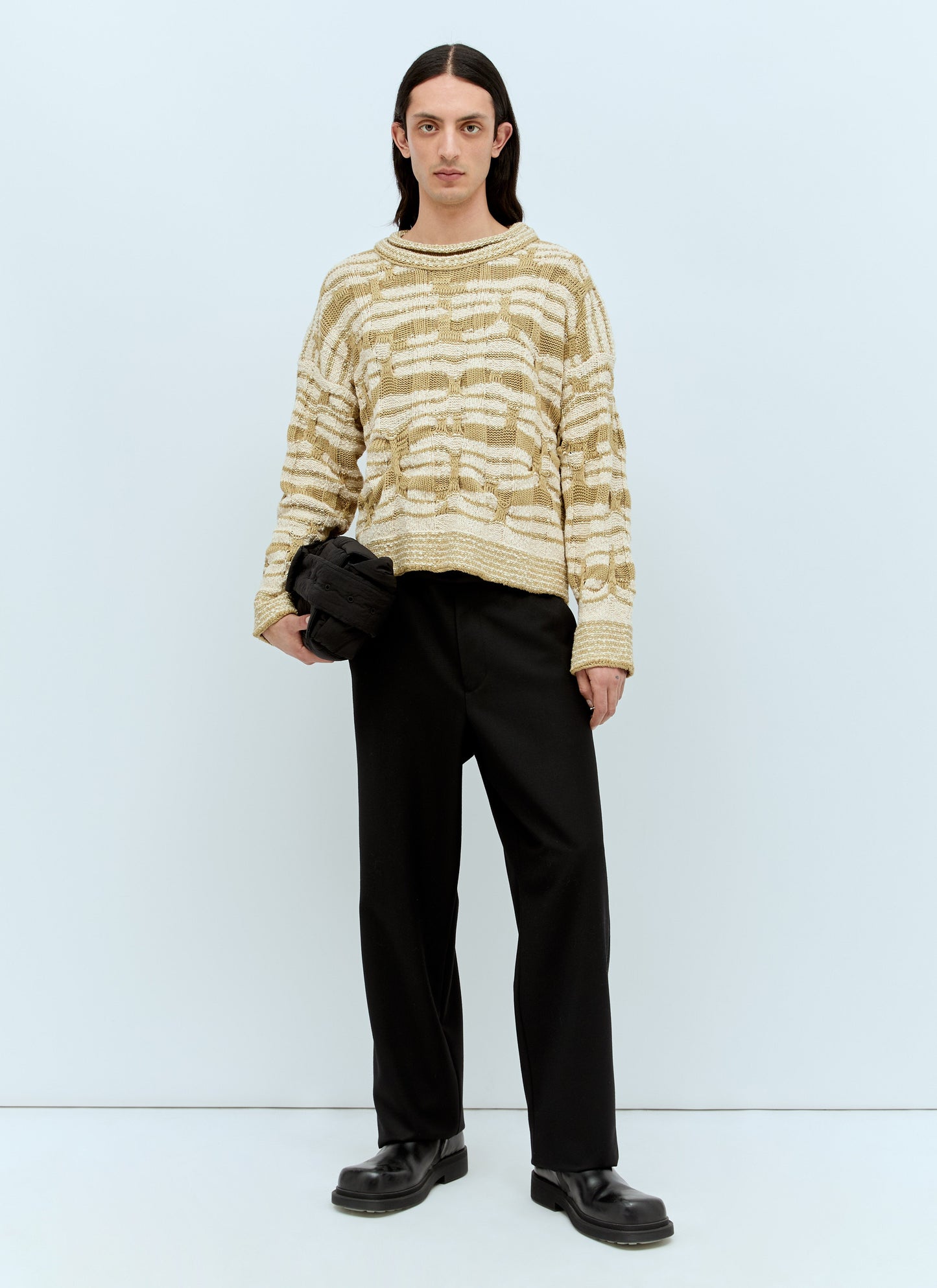 Bottega Veneta Men Distorted Stripe Knit Sweater