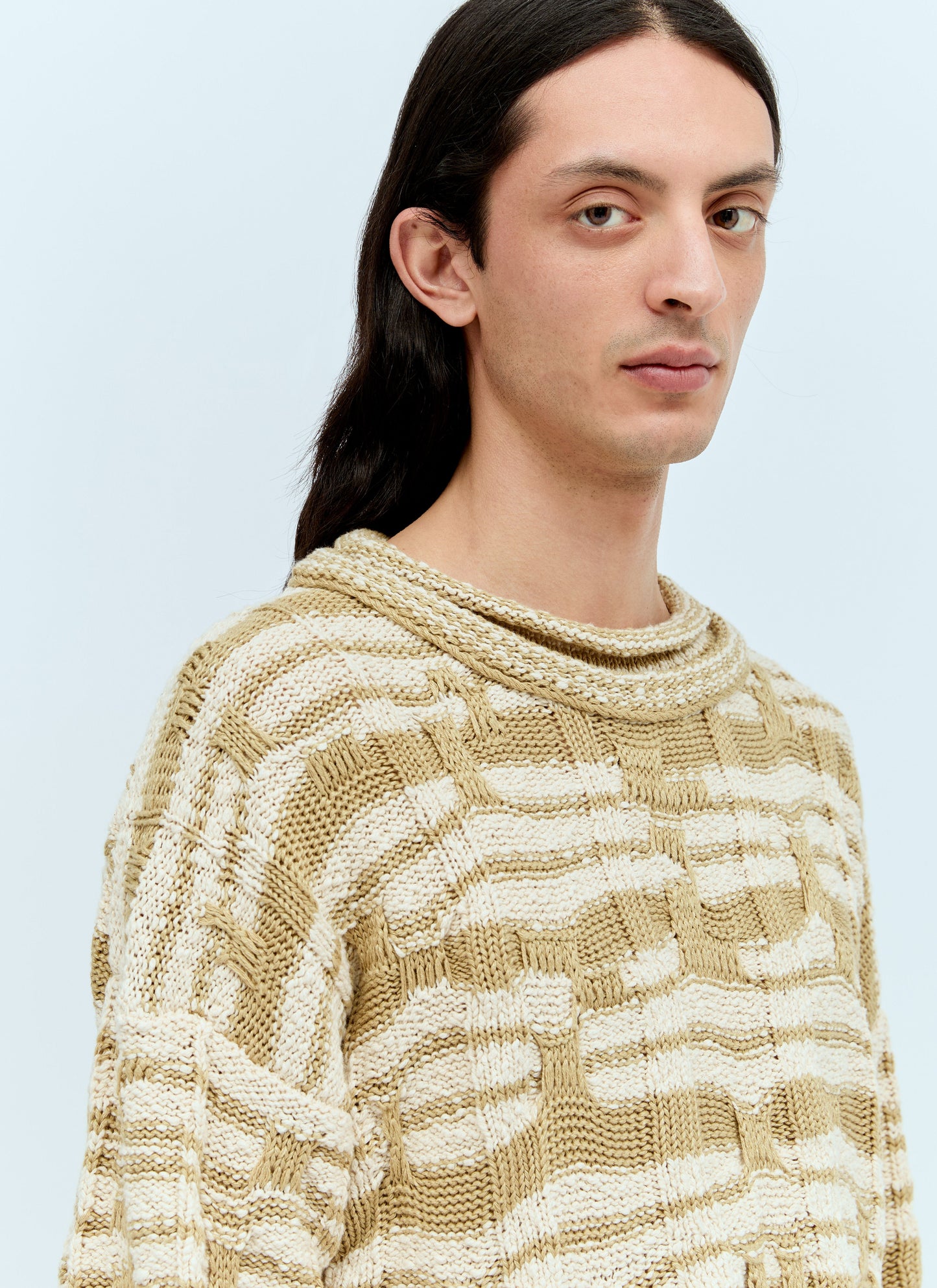 Bottega Veneta Men Distorted Stripe Knit Sweater