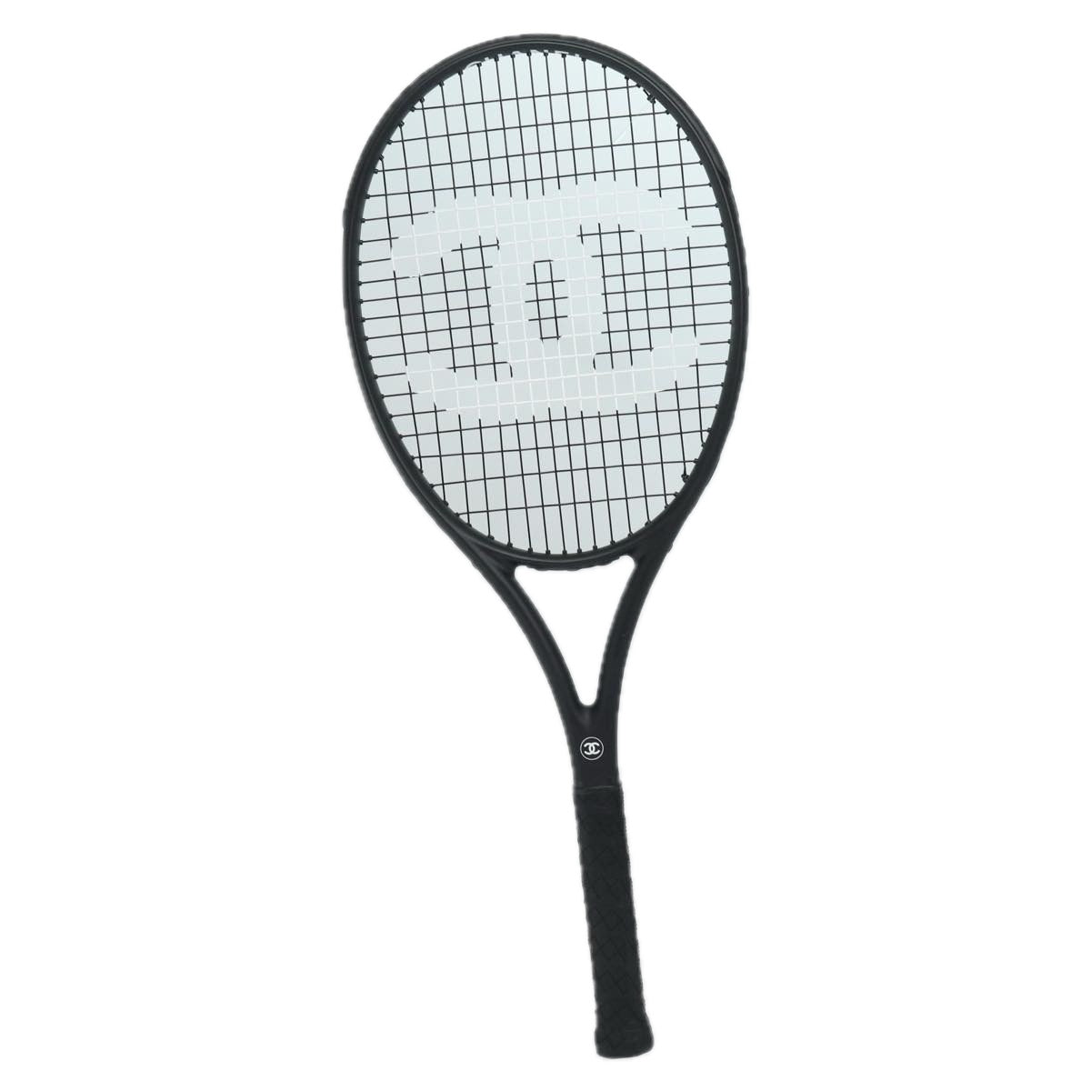 CHANEL Tennis Racket And Ball Set Leather Black White CC bs15099A