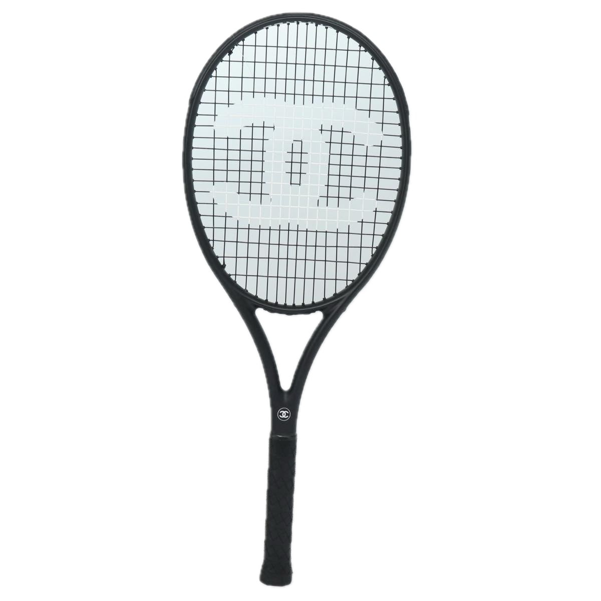 CHANEL Tennis Racket And Ball Set Leather Black White CC bs15099A