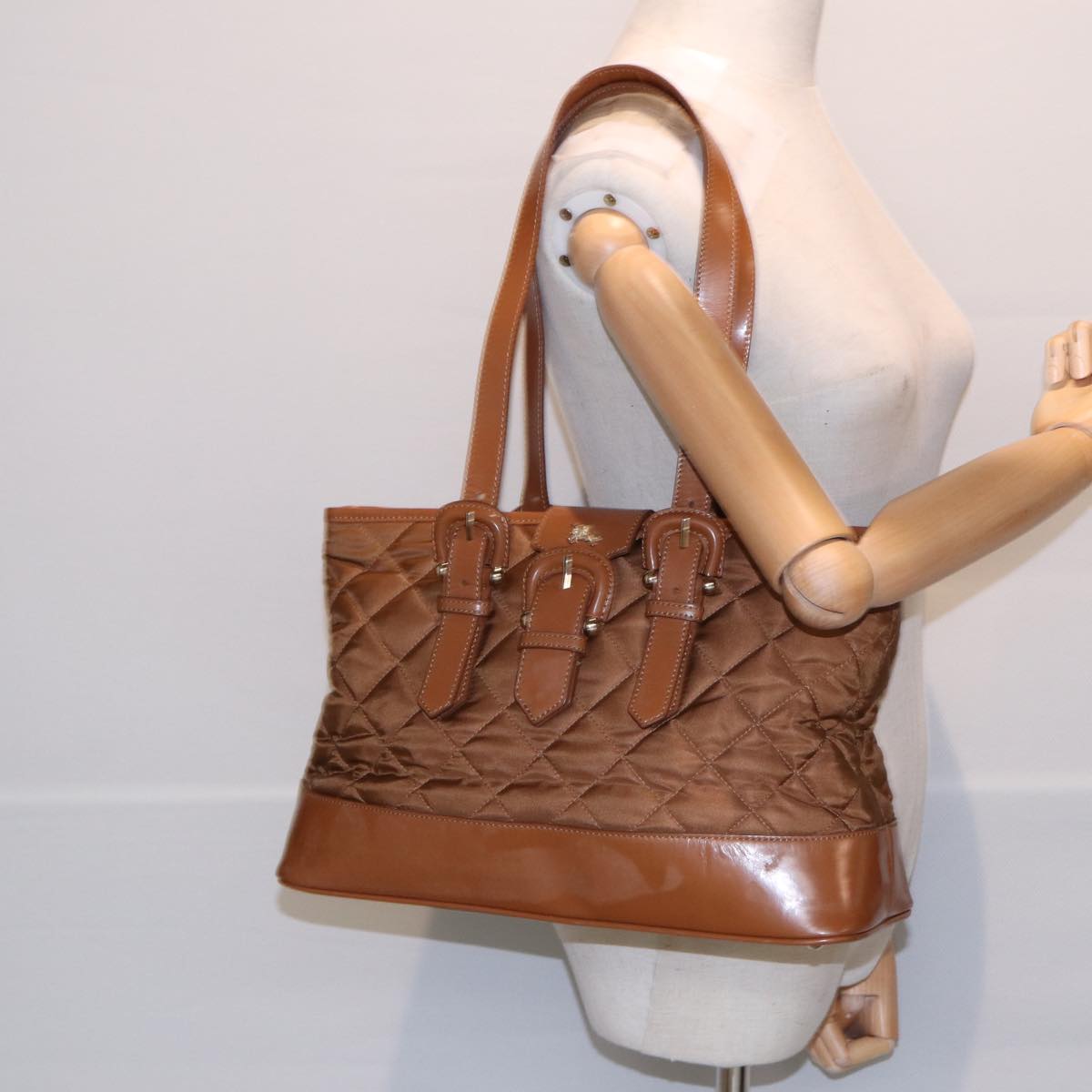 BURBERRY Tote Bag Nylon Brown Gold  bs16581