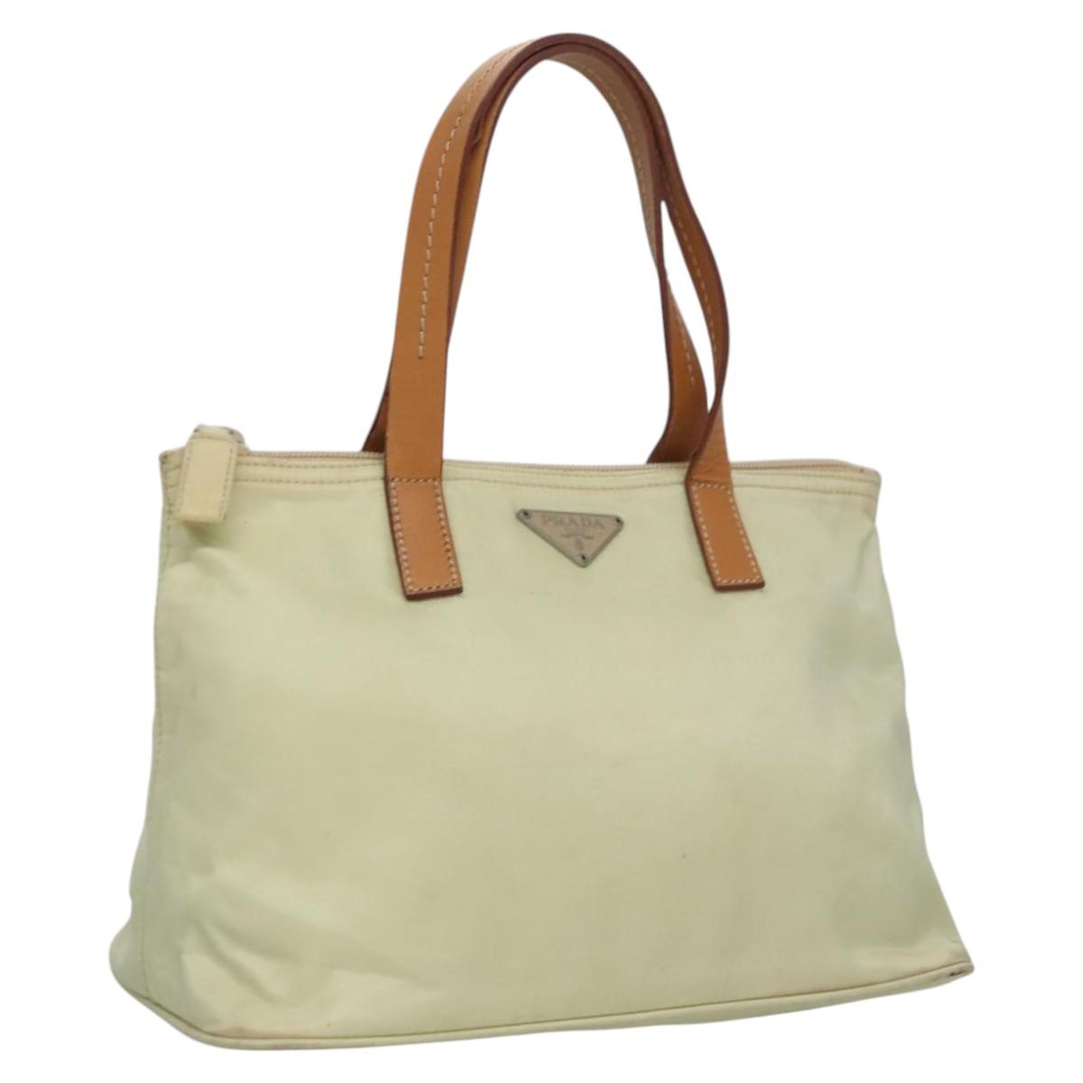 PRADA Hand Bag Nylon Cream  bs22061