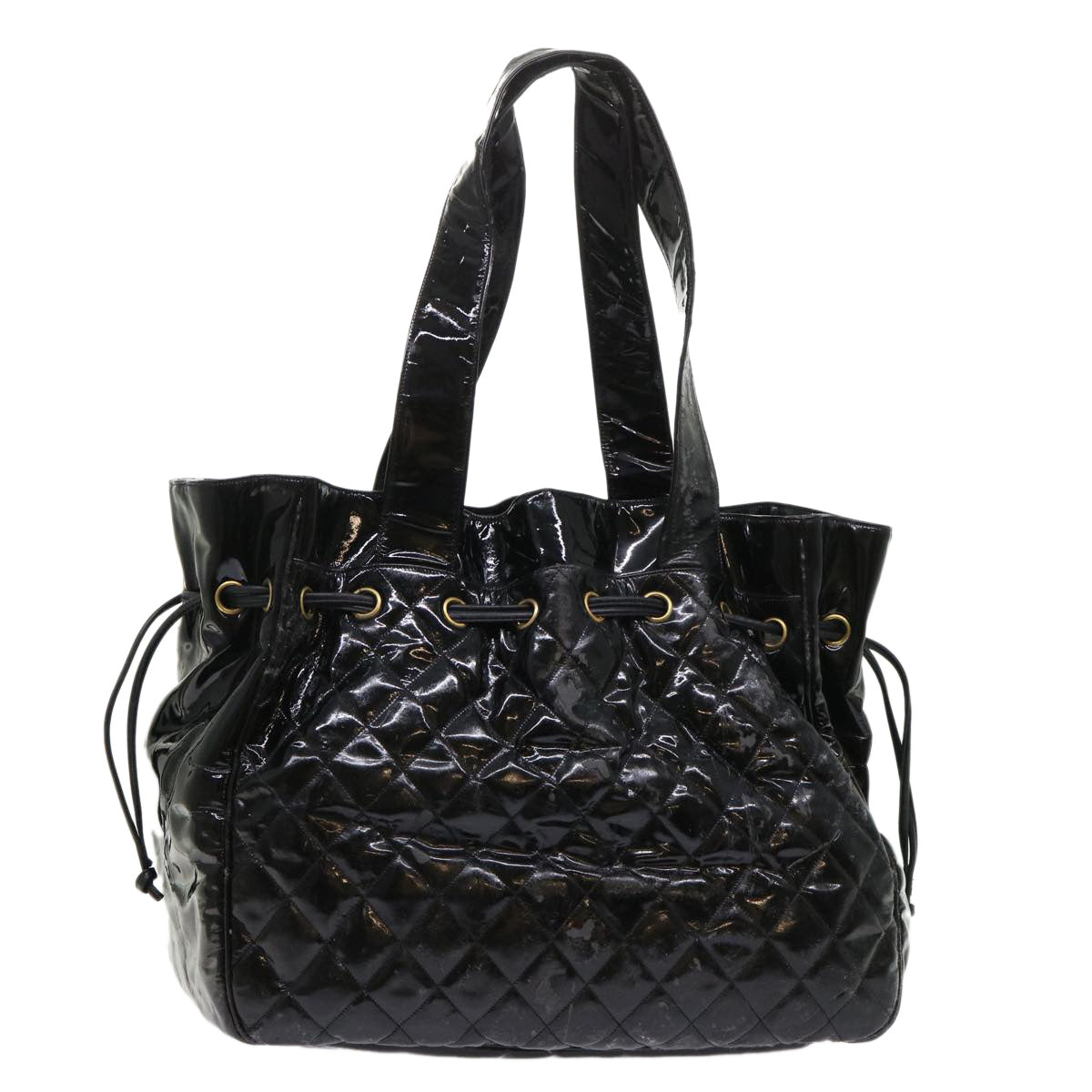 CHANEL Shoulder Bag Patent leather Black CC bs6675