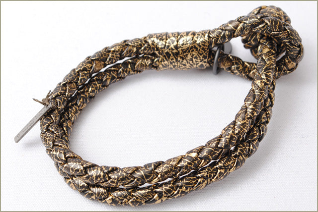 Bottega Veneta Intrecciato Calf Bracelet/Bangle Oro/Black 113546