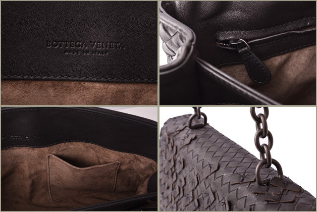 Bottega Veneta Olympia Chain Shoulder Bag Dark Gray