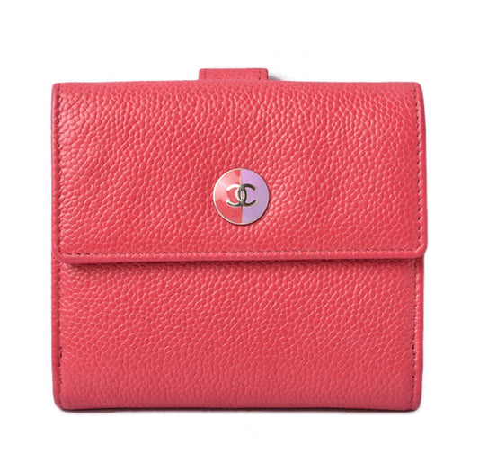 Chanel Caviar Skin Bifold Wallet Rose/Purple
