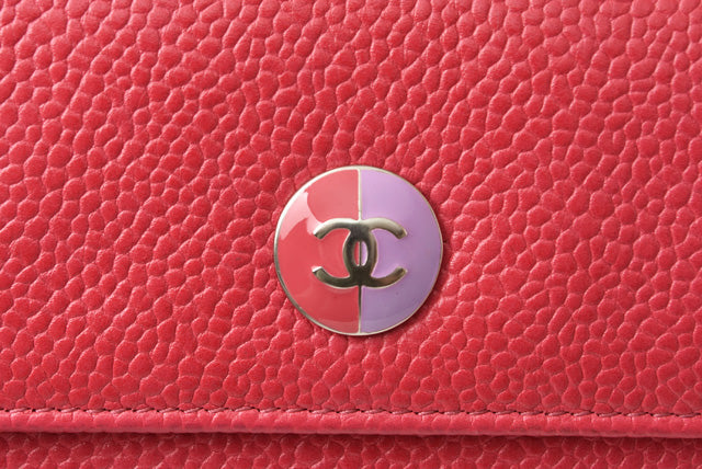 Chanel Caviar Skin Bifold Wallet Rose/Purple