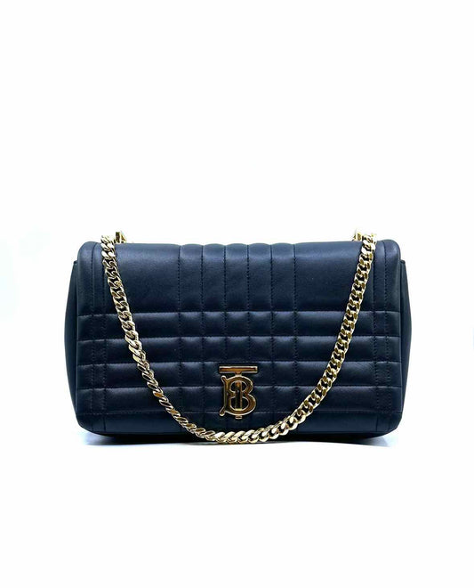 BURBERRY Lola Black Leather Quilted Handbag