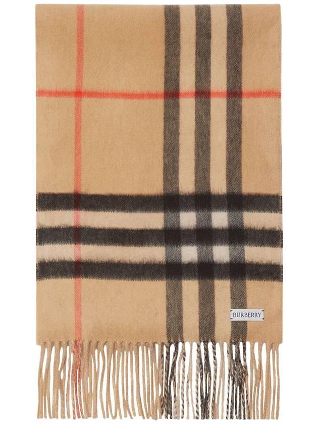 Burberry Check Reversible Cashmere Scarf Sand Beige