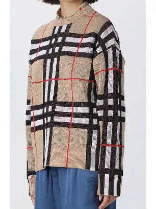 Burberry Vintage Check Crew Neck Knit Top Archive Beige