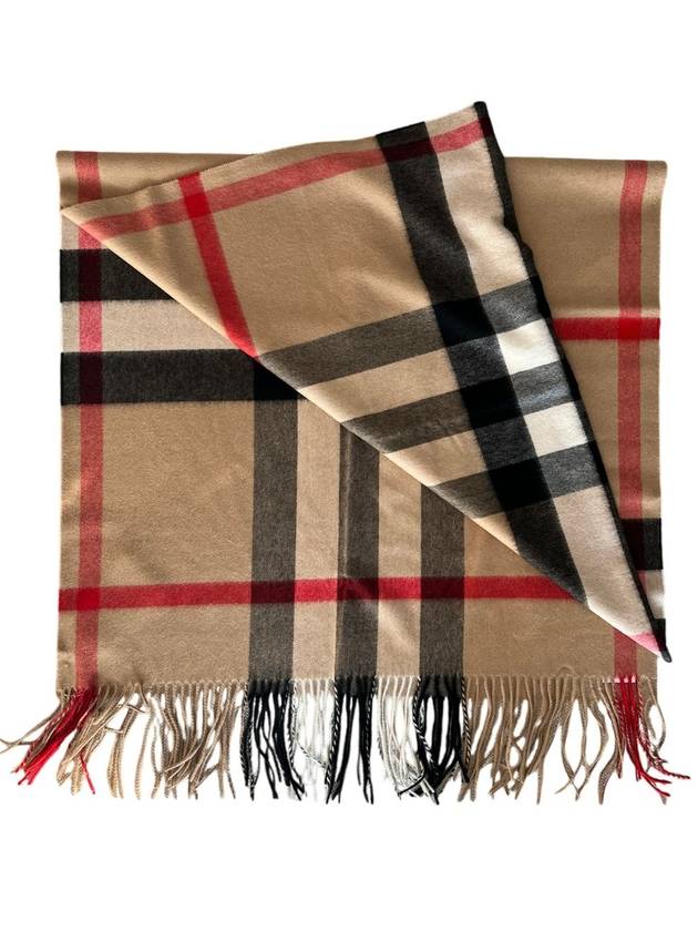 Burberry Wide Classic Check Cashmere Scarf Archive Beige
