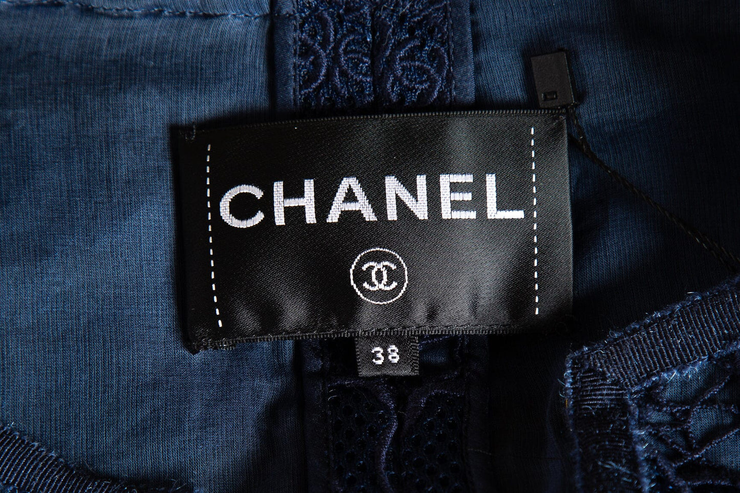 Chanel Navy Floral Lace 2 PC Evening Jacket and Pants Set SZ 34/38