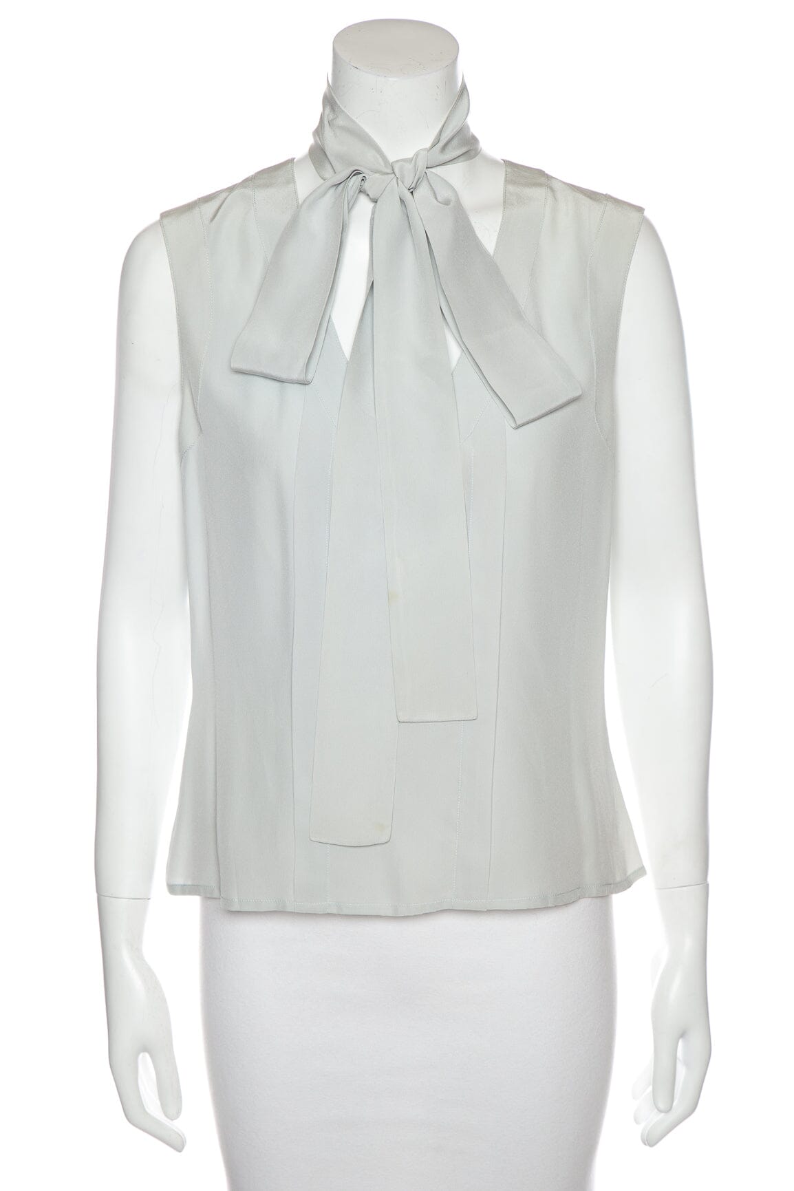 Chanel Vintage 2003 Spring Grey Sleeveless Blouse SZ 40