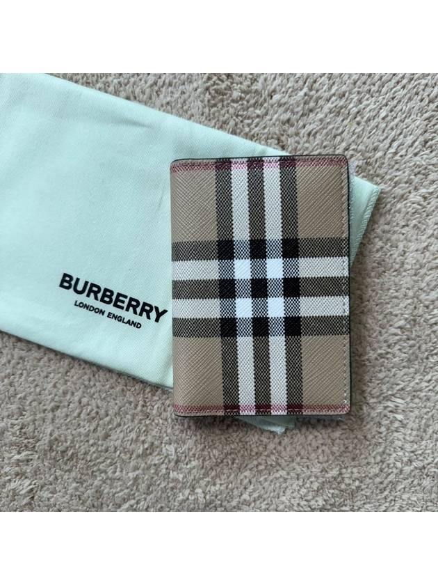 Burberry Vintage Check Pattern Non-Fold Leather Card Wallet Archive Beige