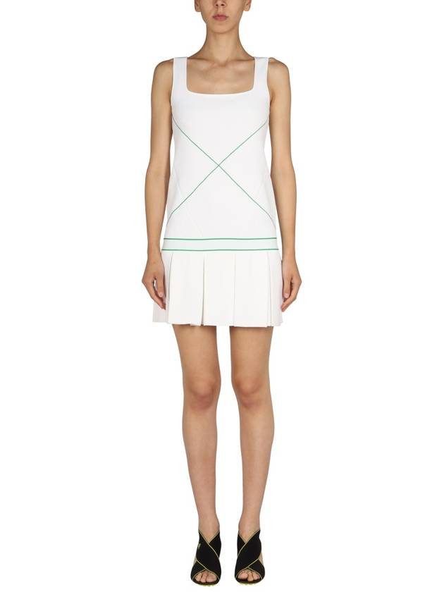 Bottega Veneta Paraket Stitch Sleeveless Tennis Midi Dress White