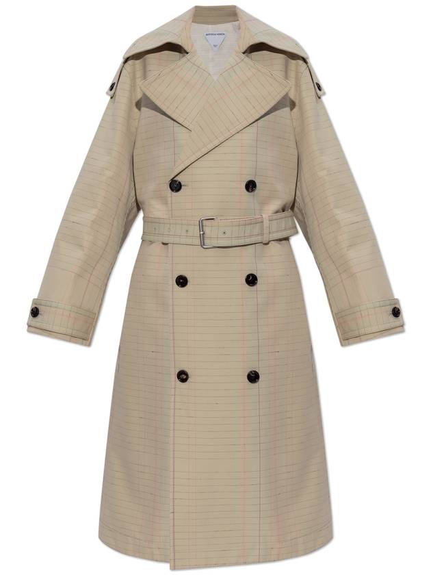 Bottega Veneta Bottega Veneta Trench Coat With Check Pattern, Women's, Beige