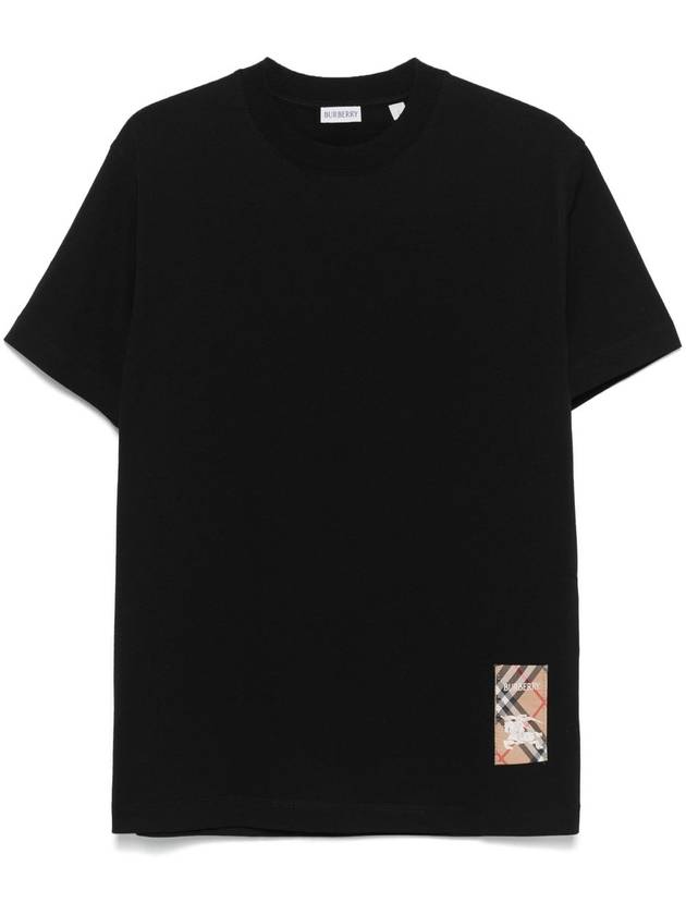 Burberry Check Label Cotton Short Sleeve T-Shirt Black