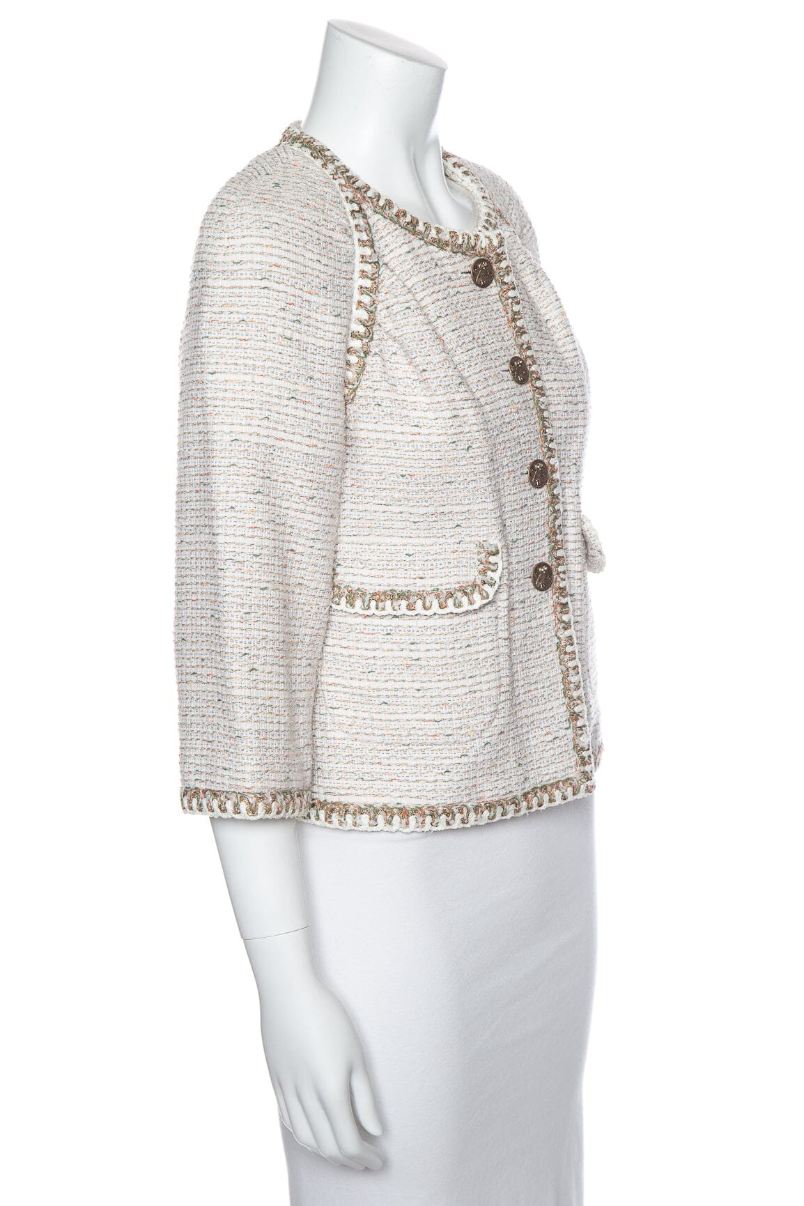 Chanel 2018 Paris- Greece Cream and Multi Color Tweed Jacket SZ 38
