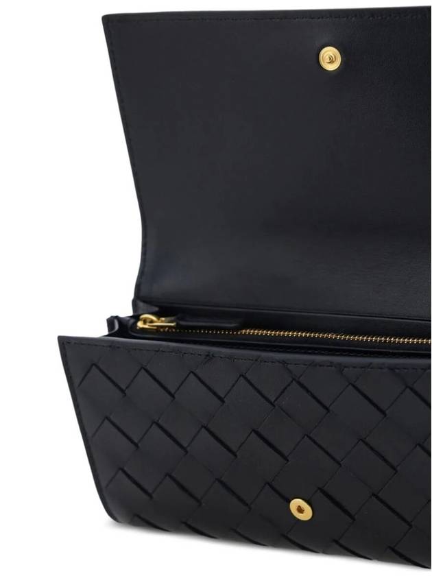 Bottega Veneta Intrecciato Flap Long Wallet Black