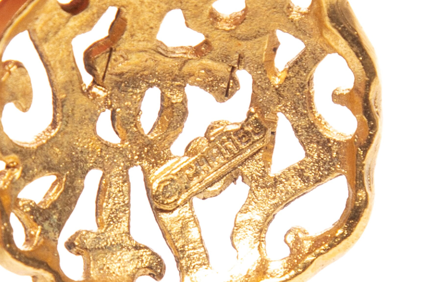 Chanel Vintage Gold Filigree Drop Clip-On Earrings