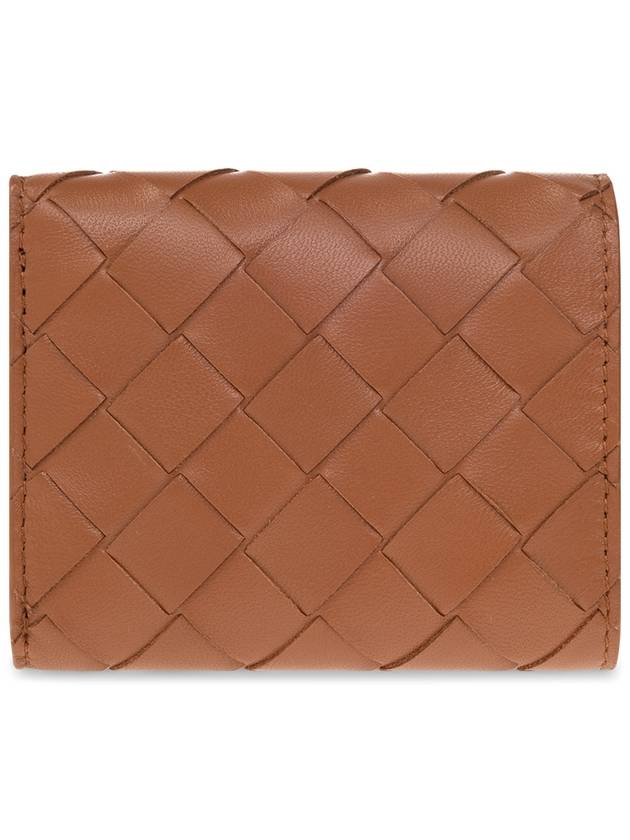 Bottega Veneta Intrecciato Zip Leather Half Wallet Wood