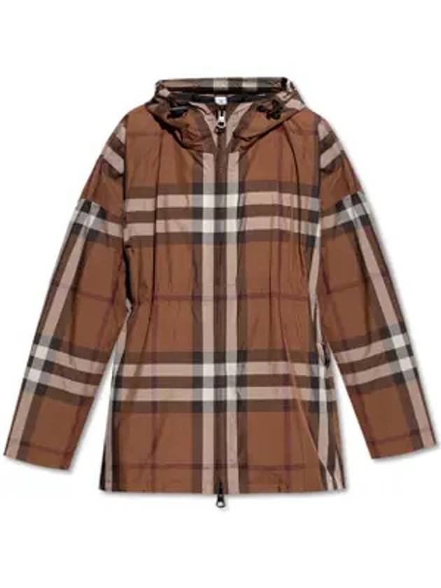 Burberry Check Hooded Jacket Dark Birch Brown