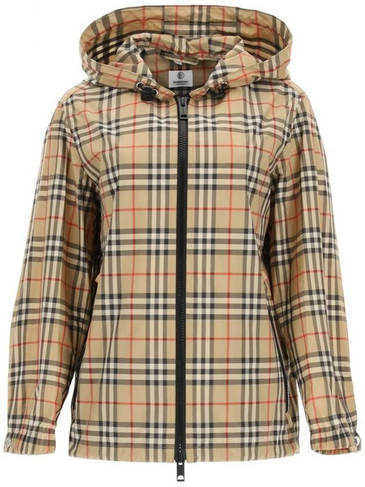 Burberry Women's Everton Vintage Check Hooded Jacket Beige