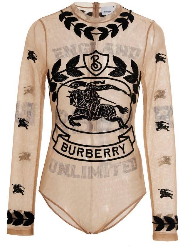 Burberry Women's EKD Embroidered Stretch Tool Bodysuit Camel