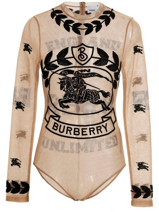 Burberry WoMen's EKD Embroidered Stretch Tool Bodysuit Camel