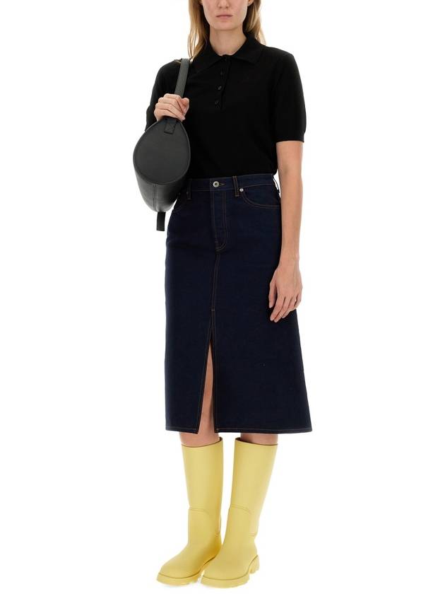 Burberry Slim Fit Cotton Blend Knit Polo Shirt Black