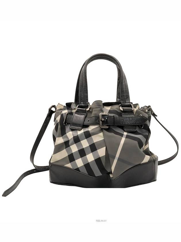 Burberry Beat Check Black Patent Trimming Belt 2WAY