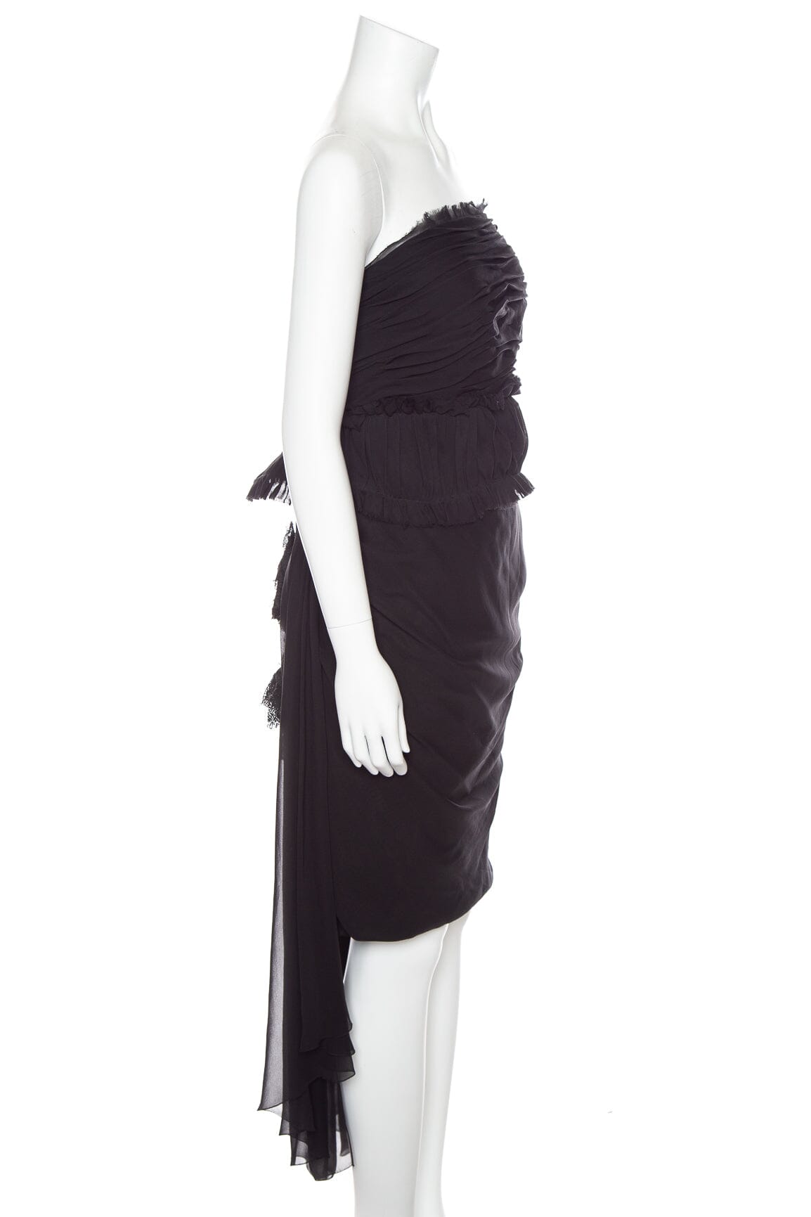 Chanel Black Ruffle and Lace Gown SZ 44