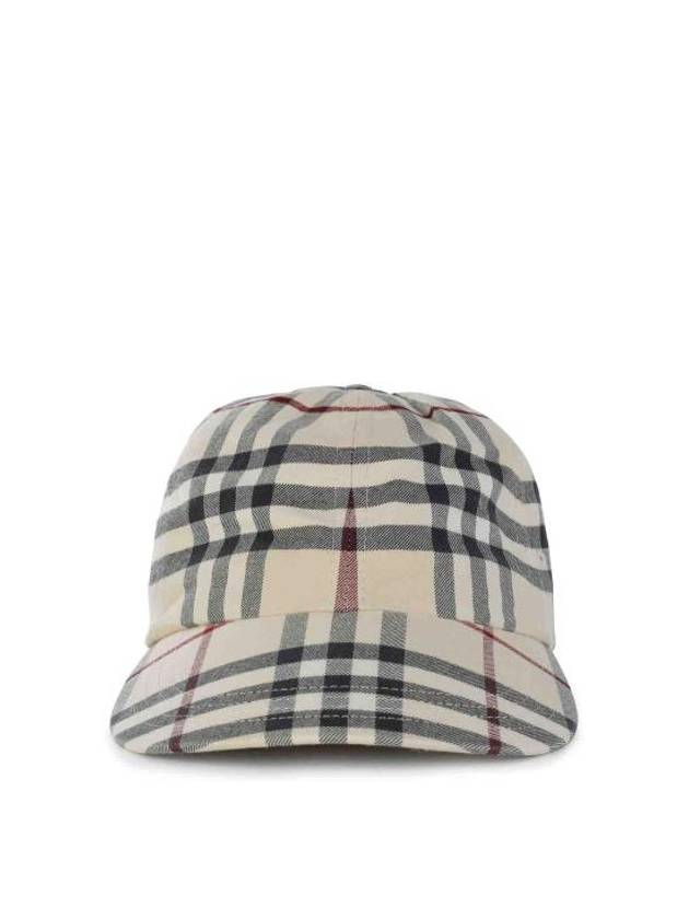 Burberry Check Pattern Cotton Ball Cap Beige