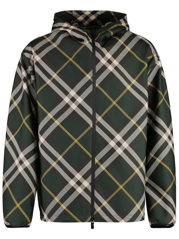 Burberry Check Pattern Hoodie Zip-Up Ivy
