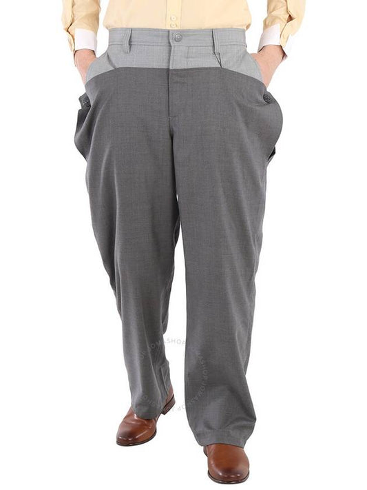 Burberry Burberry Men's Charcoal Grey Press-stud Detail Tonal Wool Trousers, Brand Size 52  (Waist Size 35.8")