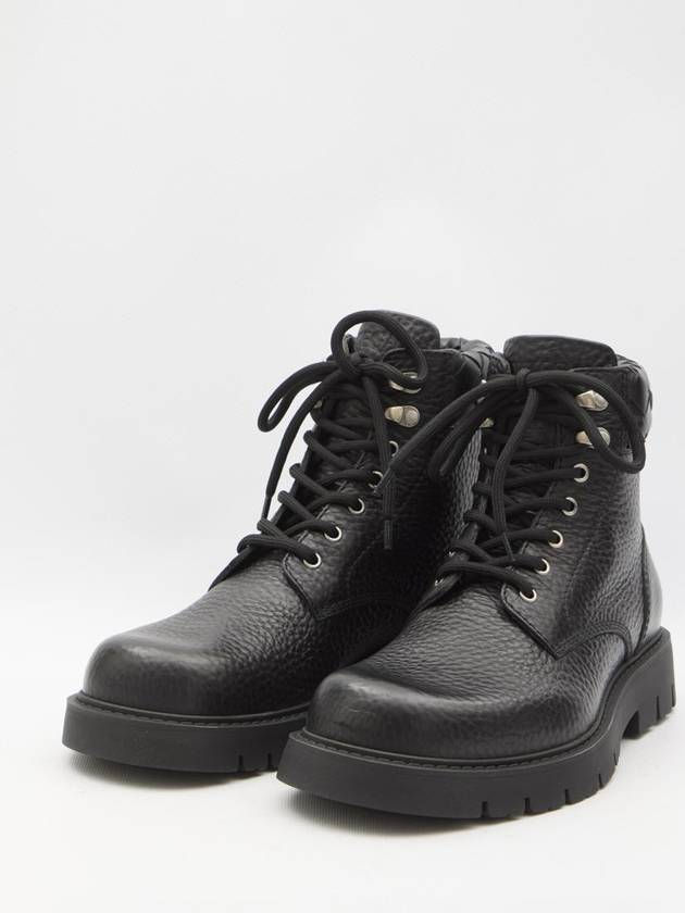 Bottega Veneta Haddock Leather Combat Boots Black
