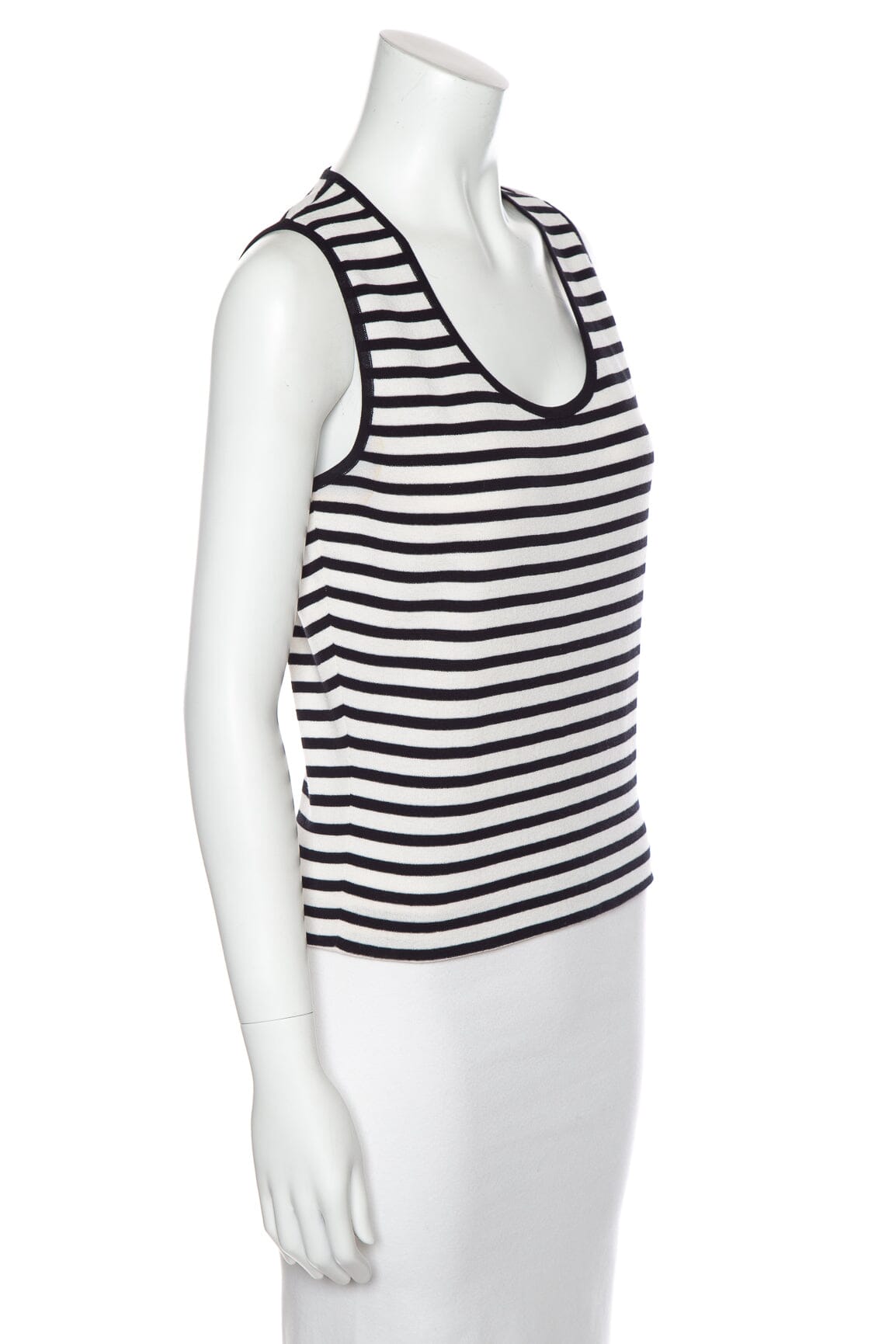 Chanel Black/White Striped Sleeveless Top SZ 40