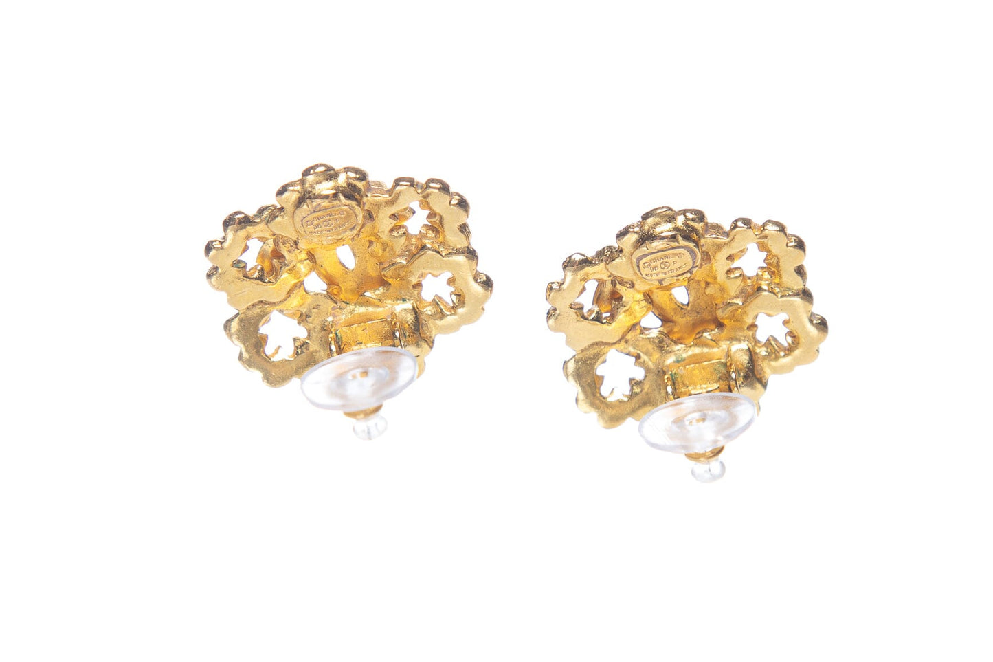 Chanel Vintage 1996 Spring Gold Clip Earrings