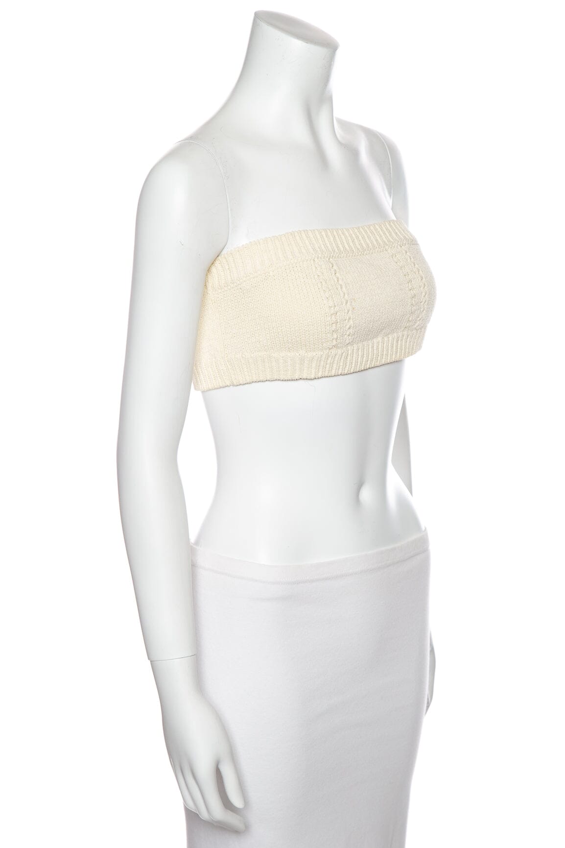 Chanel Beige Knit Ecru 2022 Summer Tube Top SZ 40