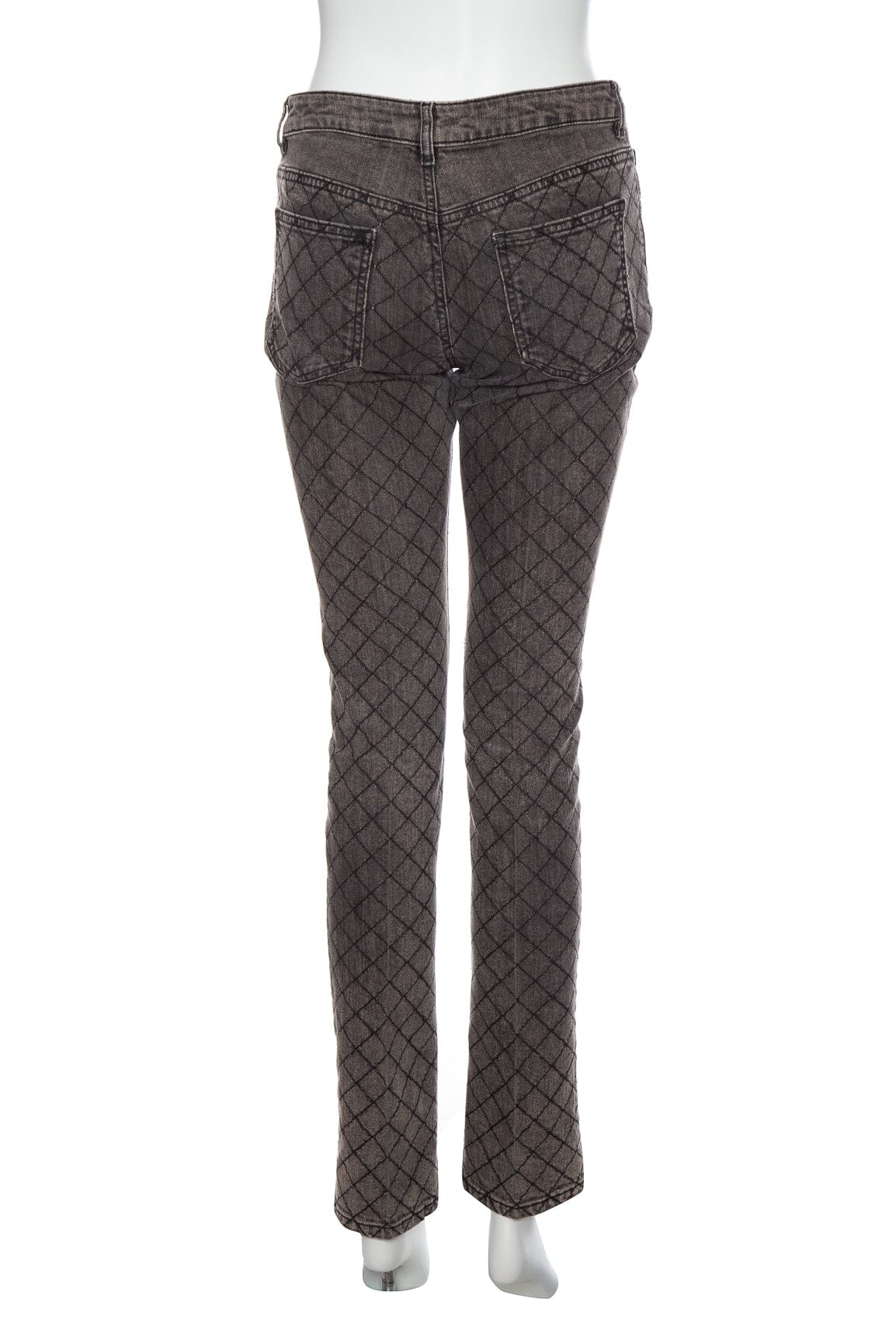 Chanel Grey Quilted Detail Skinny Jeans SZ 38