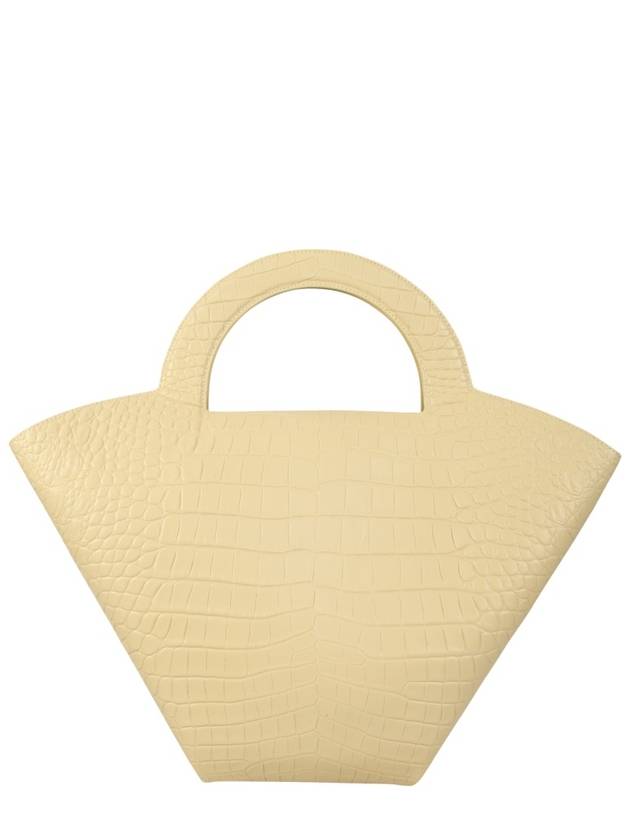 Bottega Veneta Stone Crocodile Embossed Basket Tote Bag Sand