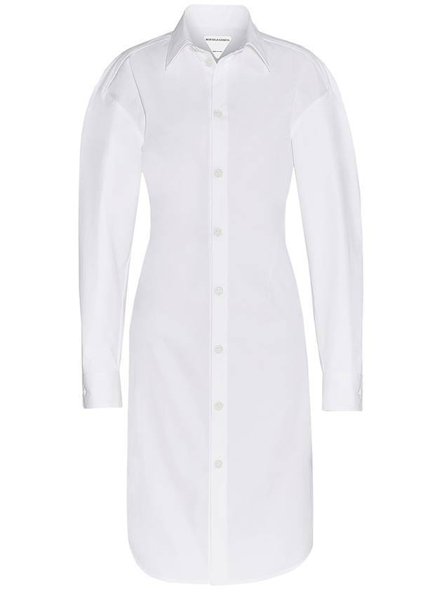 Bottega Veneta Long Sleeve Shirt Midi Dress White
