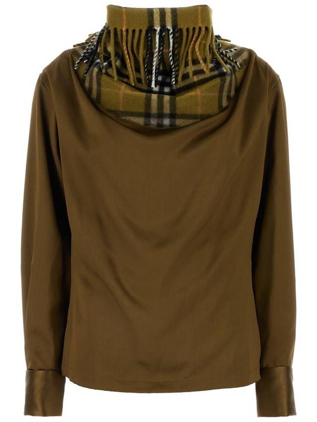 Burberry Check Scarf Long Sleeve T Shirt Brown